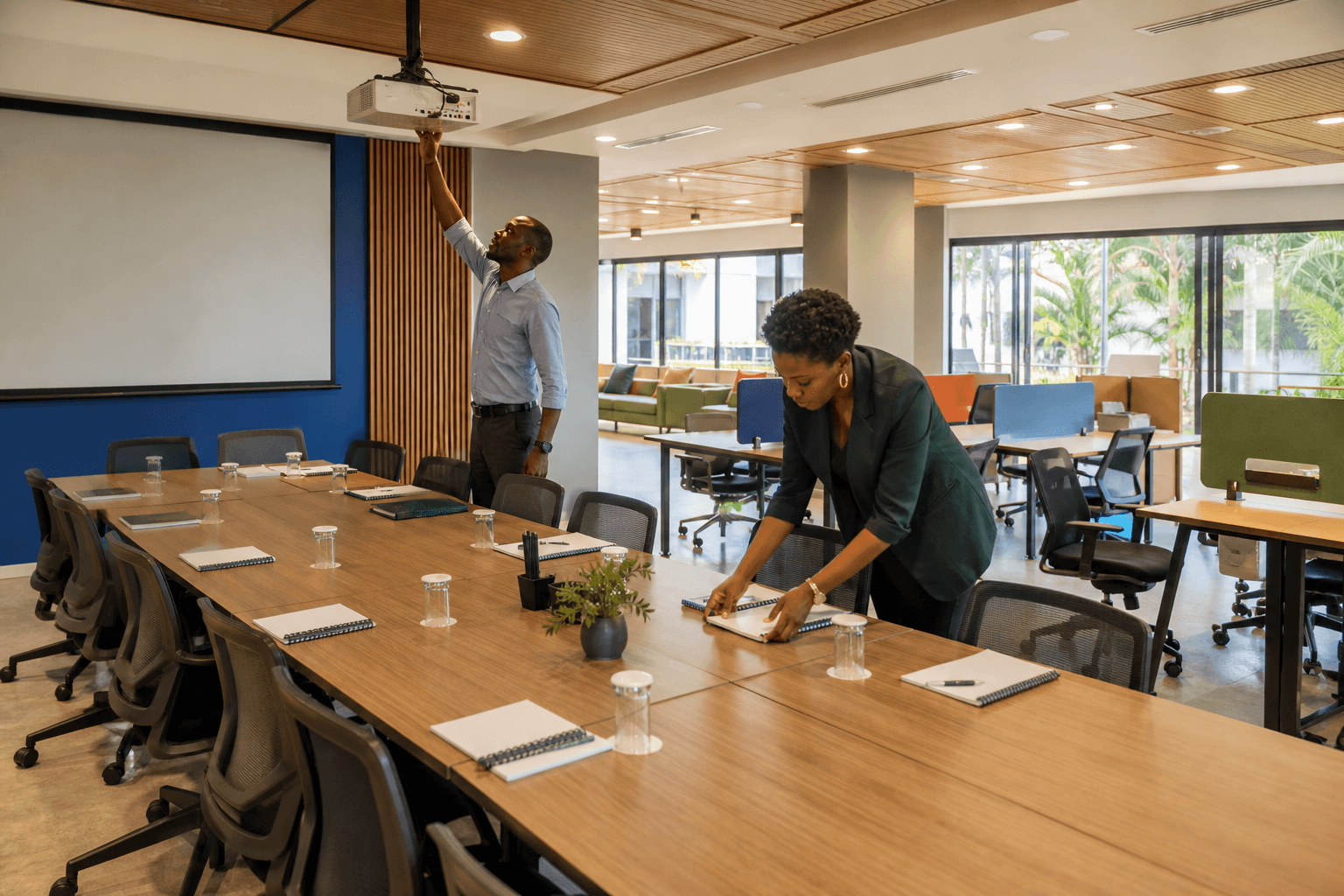 Salle de réunion et espace de coworking du Centre Gabonais de l’Innovation.